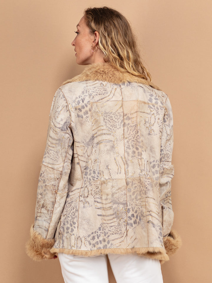 Vintage 70's Women Reversible Fur Coat in Beige - NorthernGrip