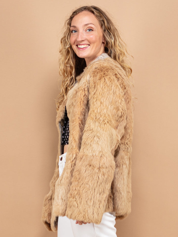 Vintage 70's Women Reversible Fur Coat in Beige - NorthernGrip