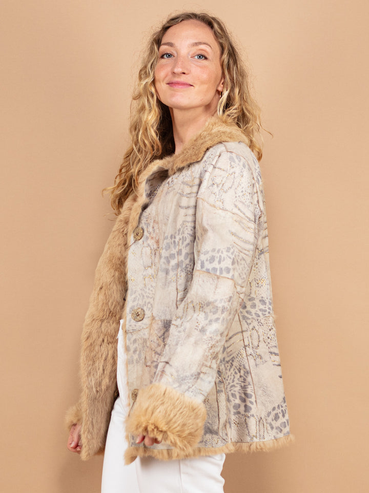 Vintage 70's Women Reversible Fur Coat in Beige - NorthernGrip
