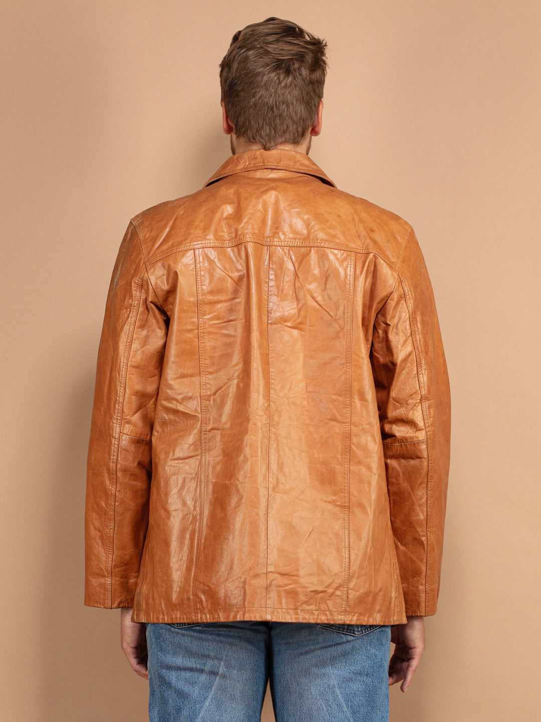 Vintage 90's Men Leather Blazer Jacket in Brown - NorthernGrip