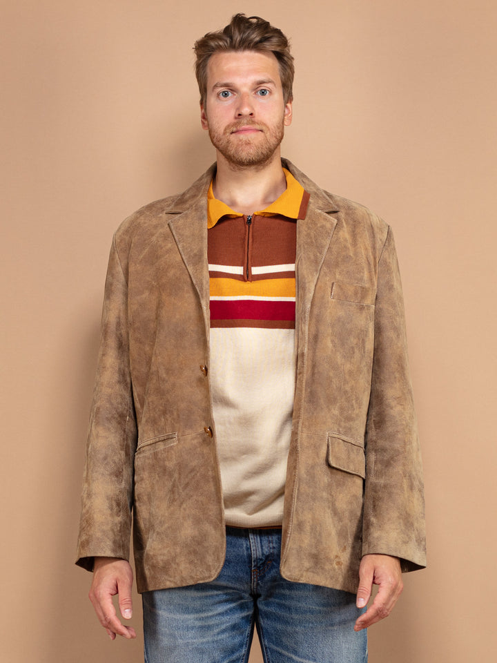 Vintage 90's Men Suede Jacket in Brown - NorthernGrip