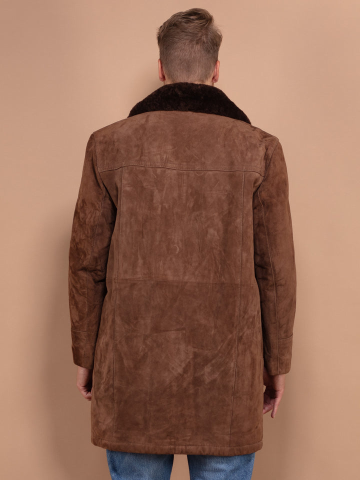 Vintage 70's Men Suede Sherpa Coat in Brown - NorthernGrip