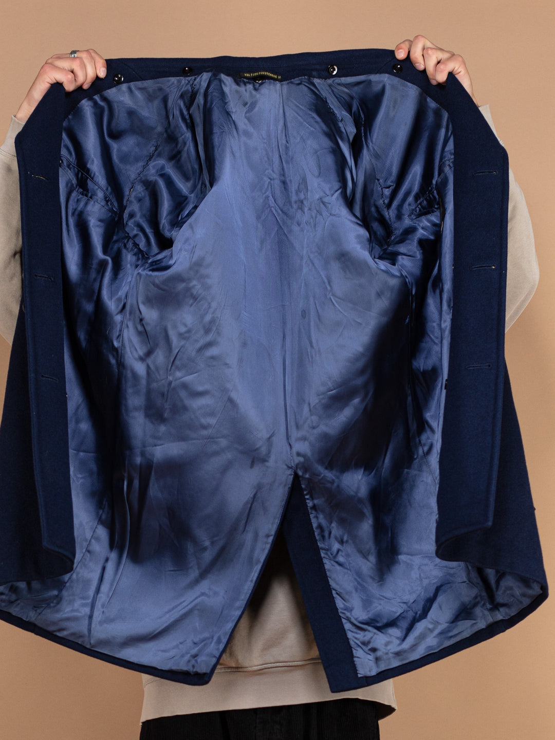 Vintage 70's Men Wool Coat in Navy - NorthernGrip