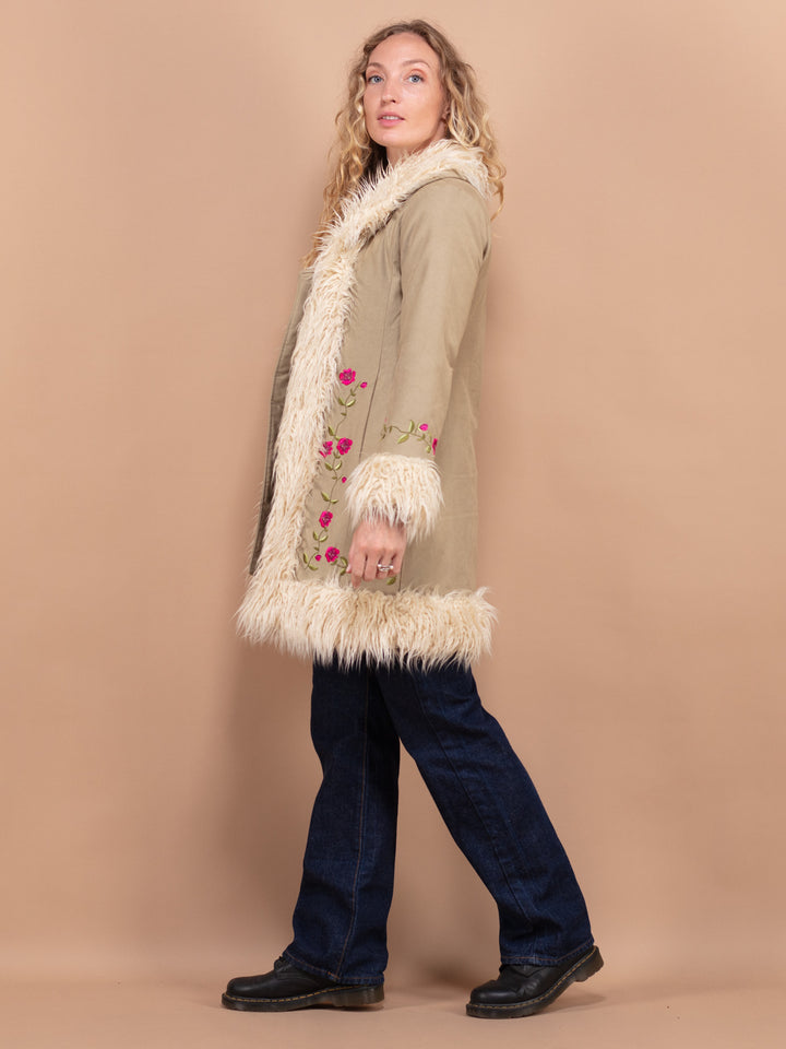 Vintage 90's Faux Penny Lane Coat in Beige - NorthernGrip