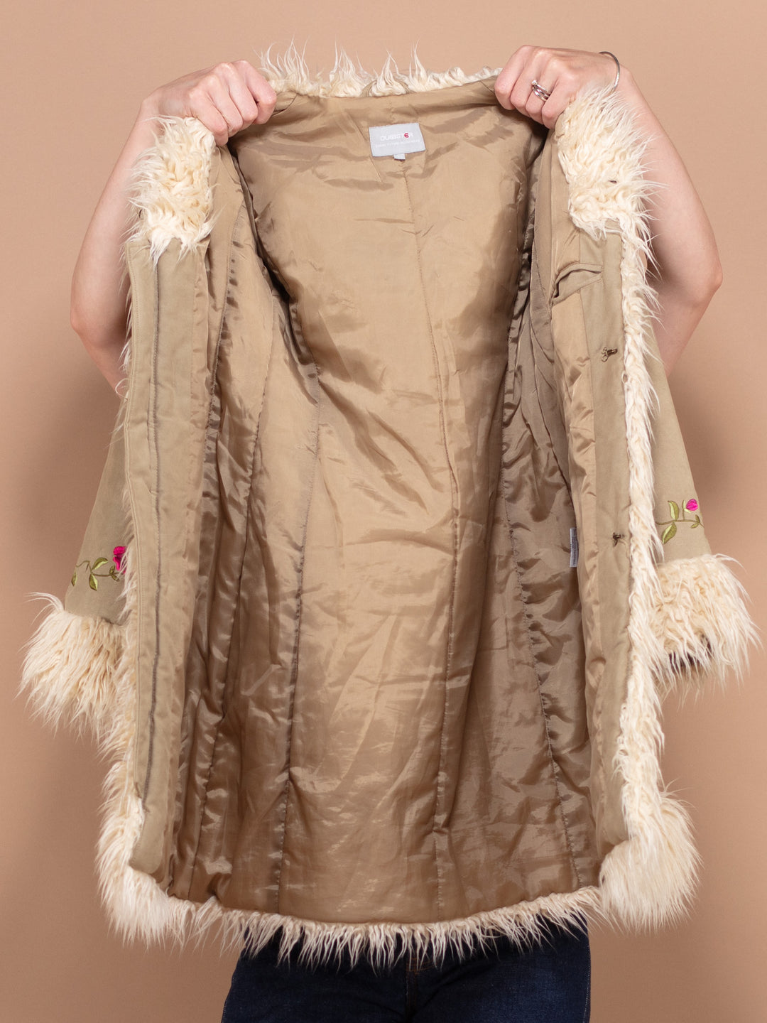 Vintage 90's Faux Penny Lane Coat in Beige - NorthernGrip