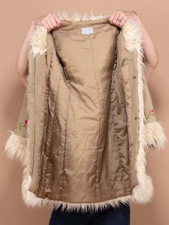 Vintage 90's Faux Penny Lane Coat in Beige - NorthernGrip