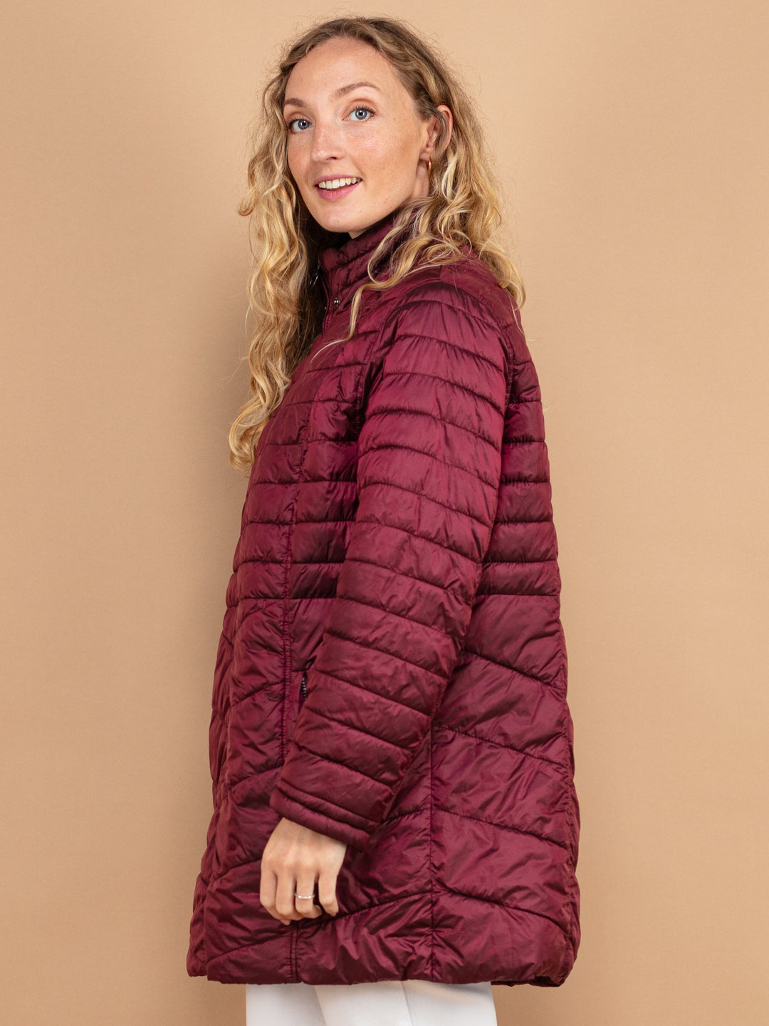 Vintage 00's Women Barbour Linton Quilt Jacket in Maroon - NorthernGrip