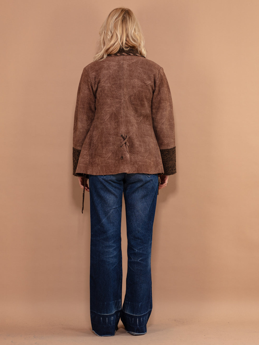 Vintage 90's Women Faux Sheepskin Jacket in Brown - NorthernGrip