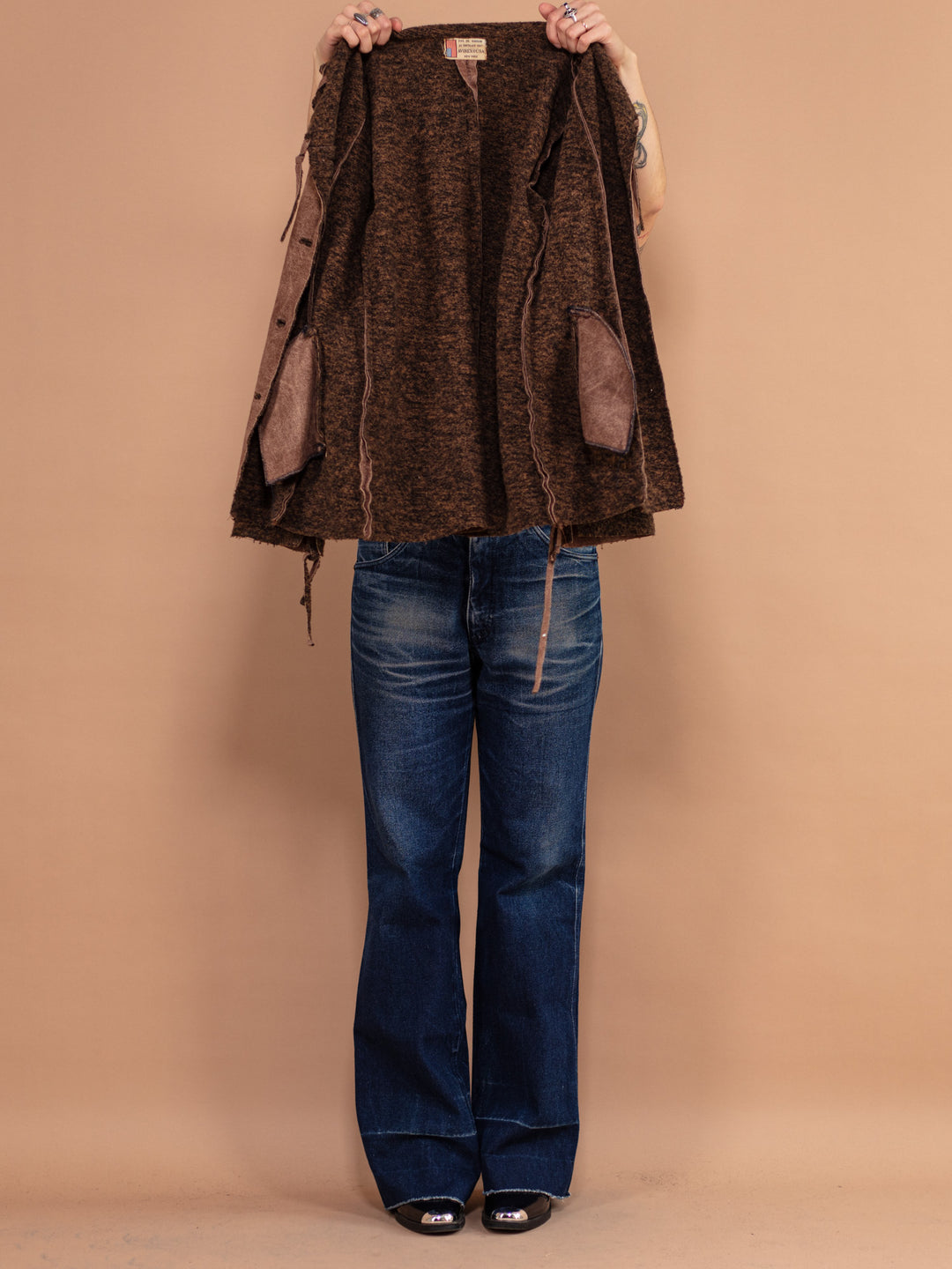 Vintage 90's Women Faux Sheepskin Jacket in Brown - NorthernGrip