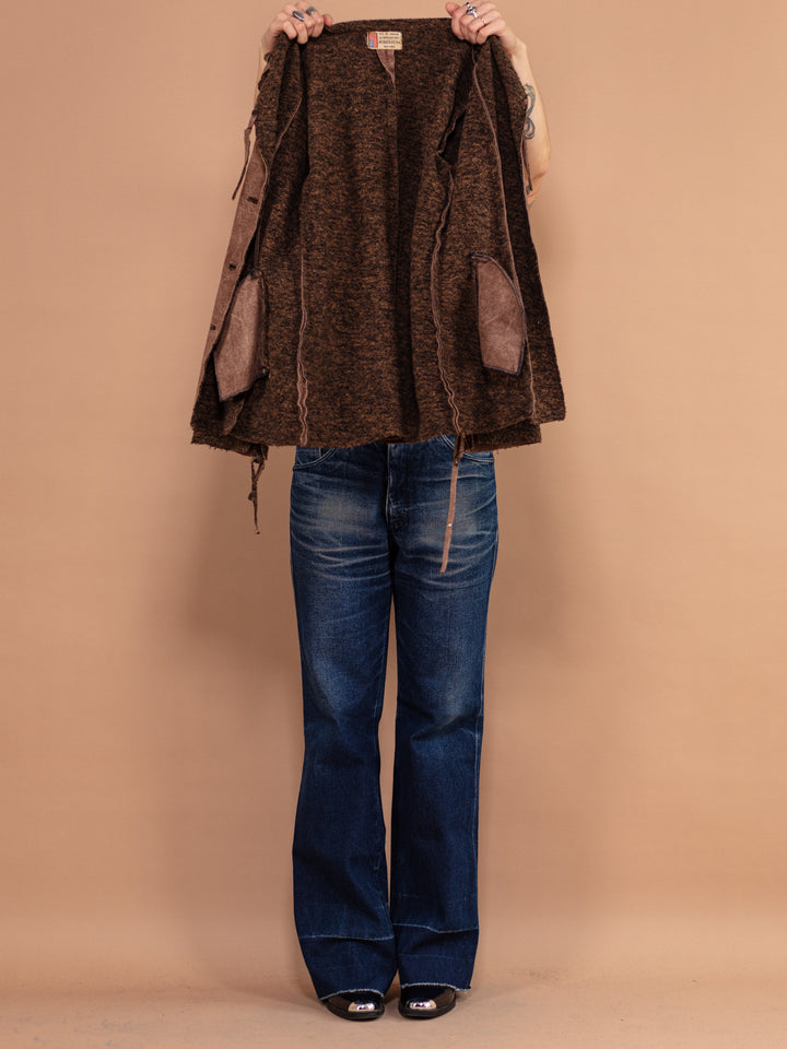 Vintage 90's Women Faux Sheepskin Jacket in Brown - NorthernGrip