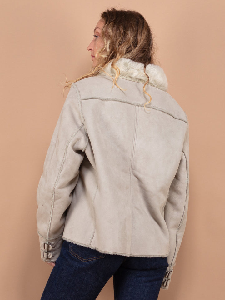 Vintage 90's Faux Fur Lined Jacket in Grey - NorthernGrip