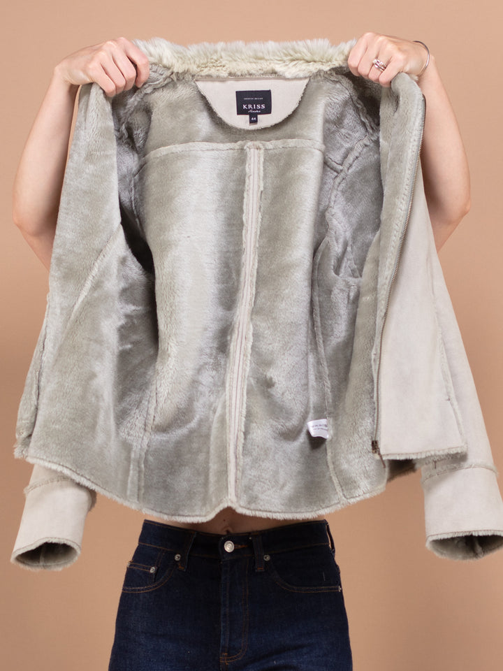Vintage 90's Faux Fur Lined Jacket in Grey - NorthernGrip