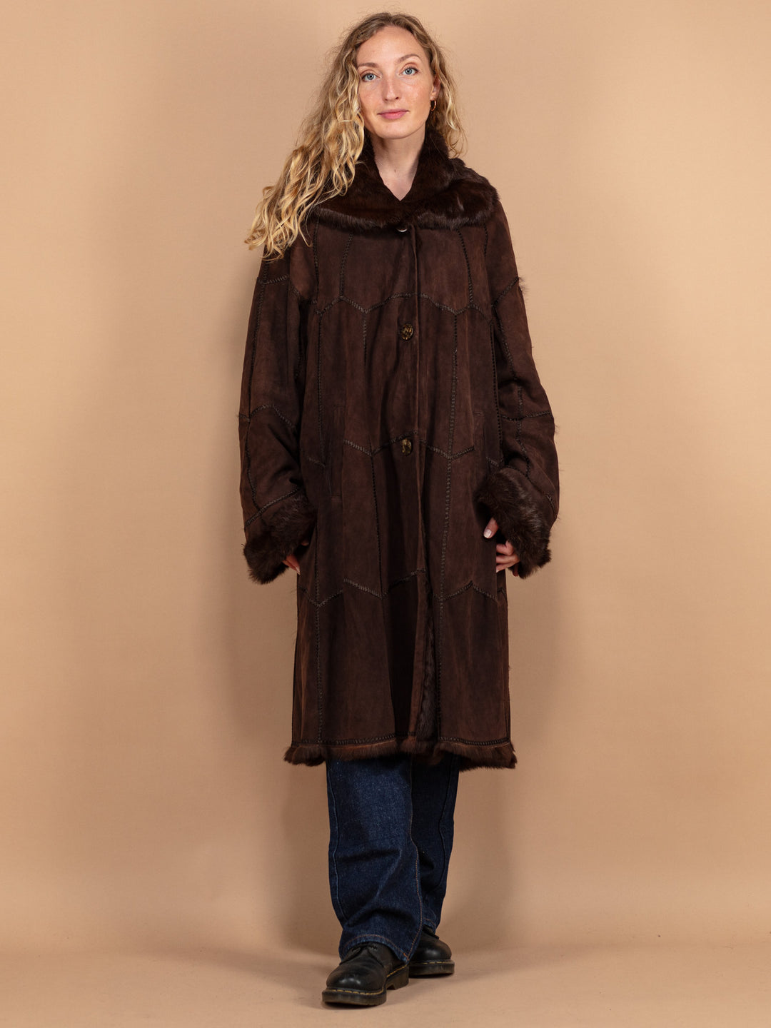 Vintage 70's Women Rabbit Fur Coat in Brown - NorthernGrip