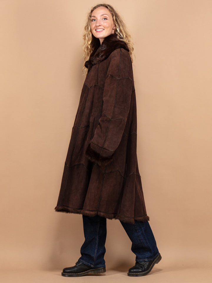 Vintage 70's Women Rabbit Fur Coat in Brown - NorthernGrip