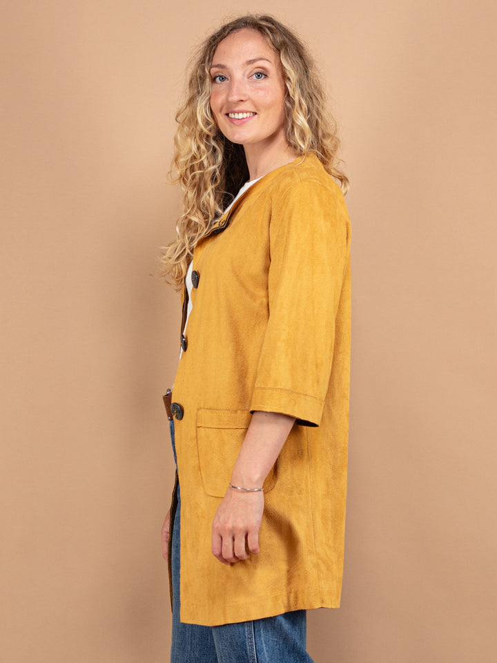 Vintage 90's Women Short Sleeve Suede Jacket in Brown - NorthernGrip