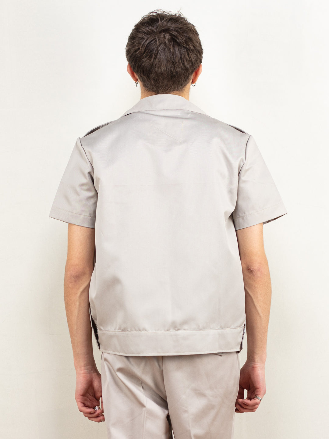 Vintage 80's Men Navy Fleet Workers Shirt in Grey - NorthernGrip