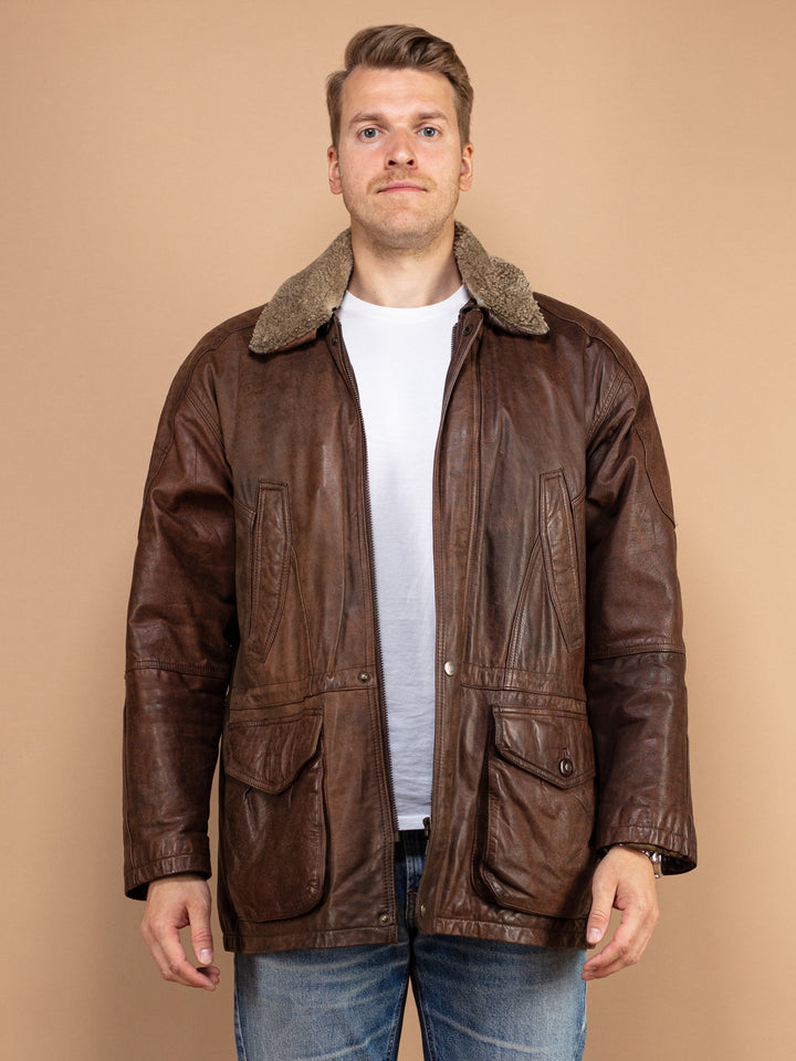 Vintage 80's Men Leather Jacket in Brown - NorthernGrip