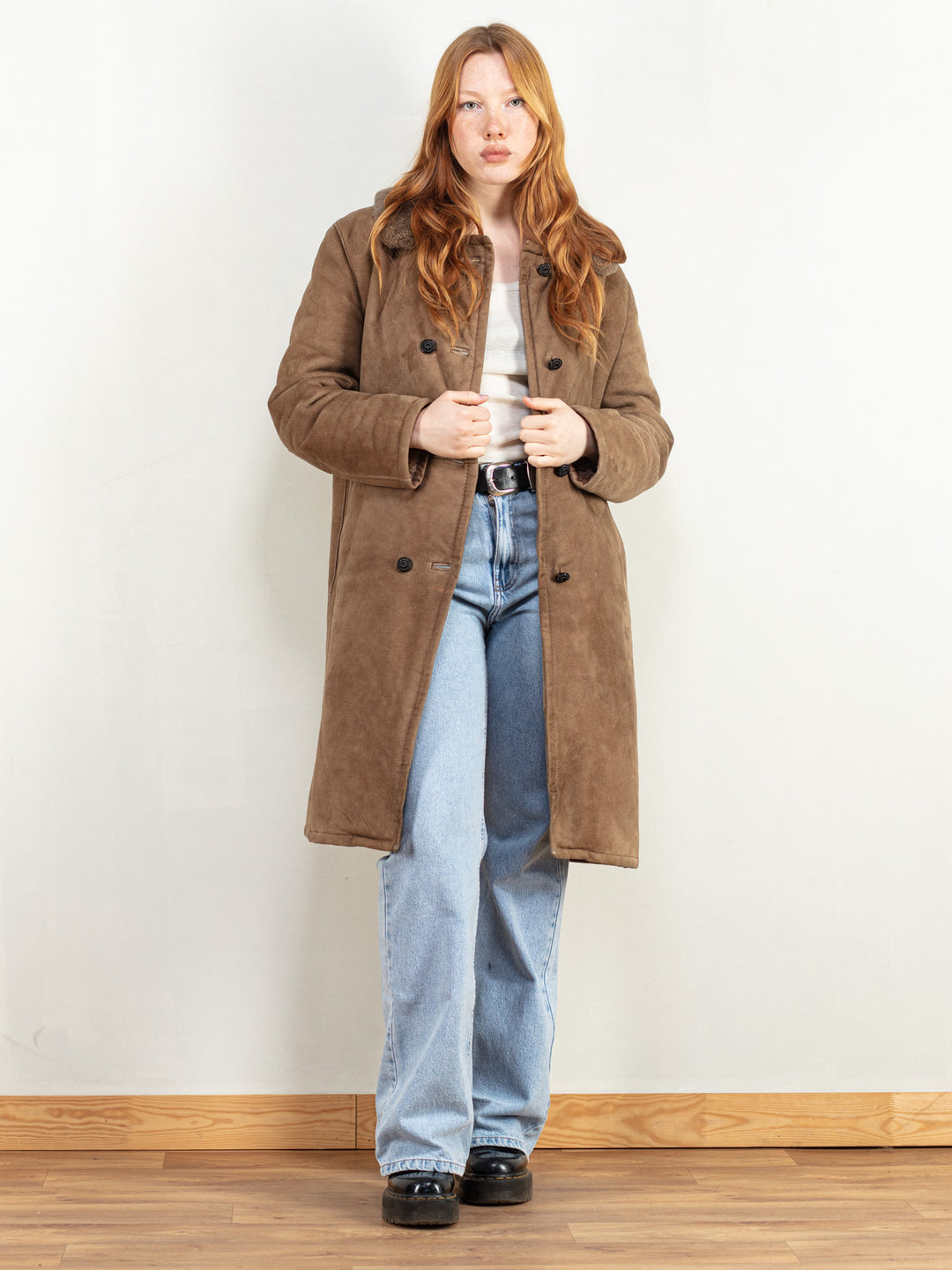 Vintage 80's Women Sheepskin Coat in Brown - NorthernGrip
