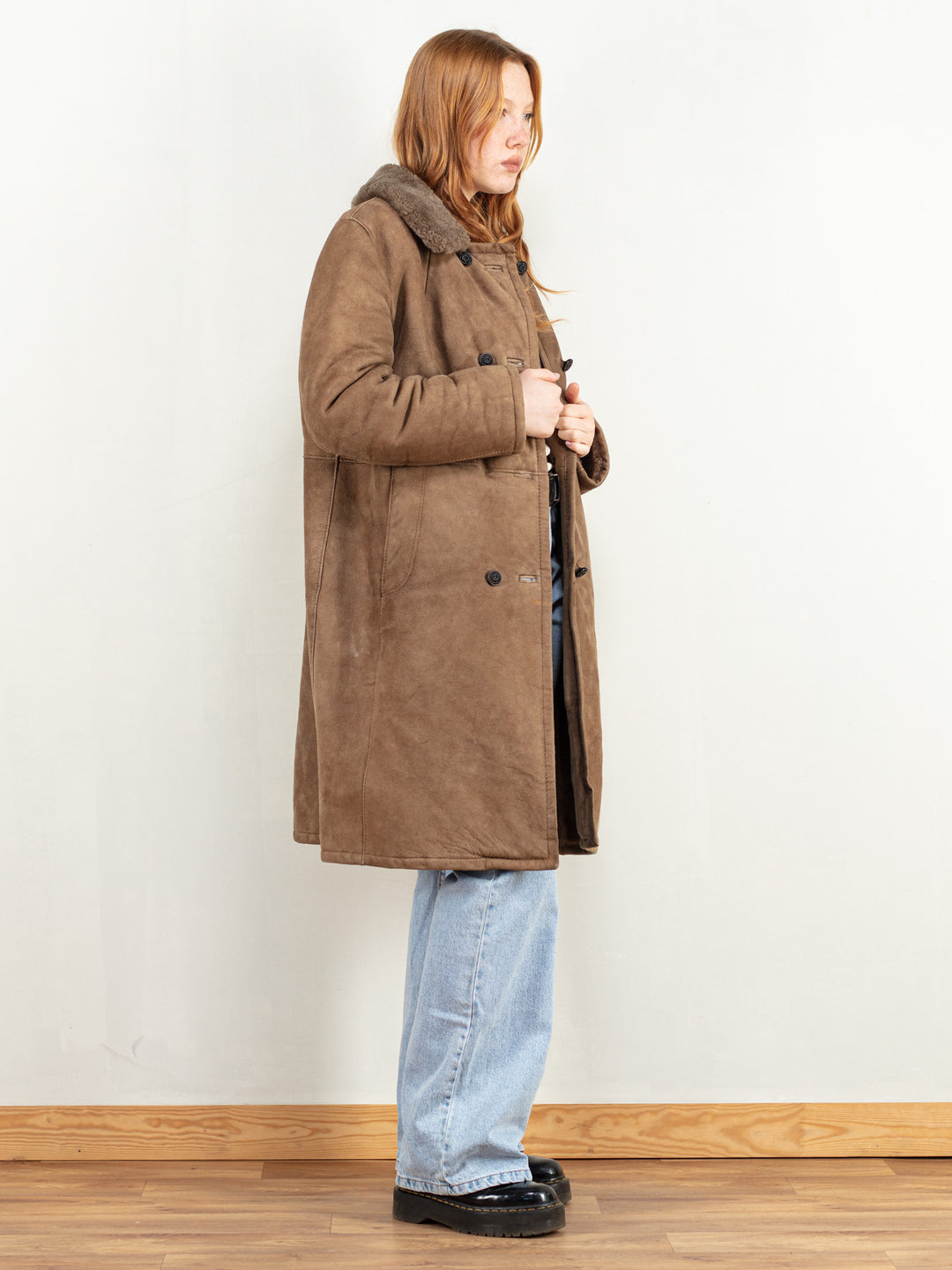 Vintage 80's Women Sheepskin Coat in Brown - NorthernGrip