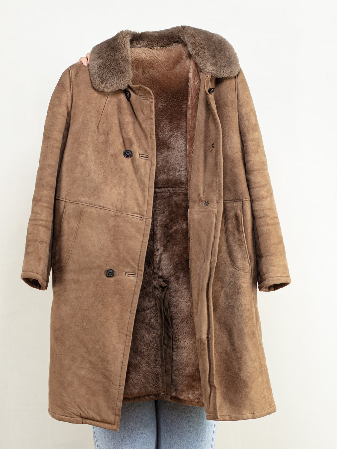 Vintage 80's Women Sheepskin Coat in Brown - NorthernGrip