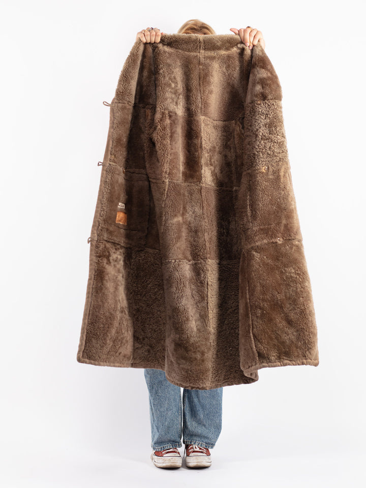 Vintage 80's Women Shearling Coat in Beige