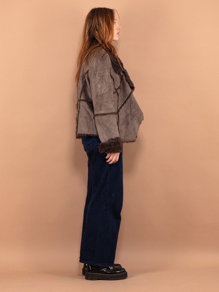 Vintage 00's Women Faux Shearling Fur Jacket in Grey - NorthernGrip