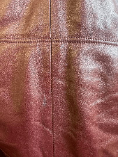 Vintage 80's Women Hooded Leather Coat in Bordo Red - NorthernGrip