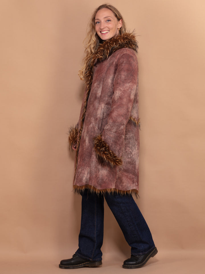 Vintage 90's Women Faux Sheepskin Coat in Brown - NorthernGrip