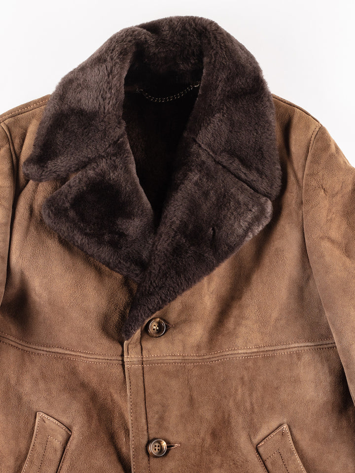 Vintage 70's Men Sheepskin Coat in Brown