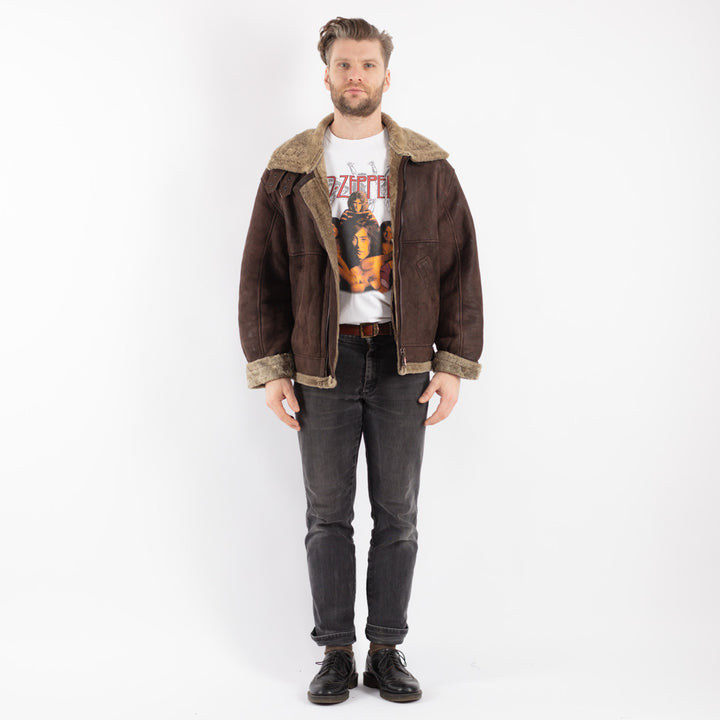 Vintage 90's Men Sheepskin Jacket in BrownZ309