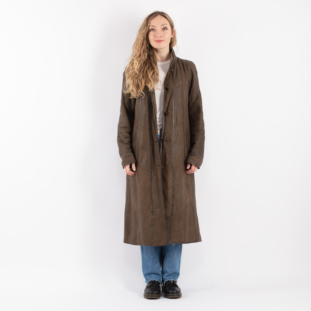 Vintage 90's Women Sheepskin Coat in BrownV9043