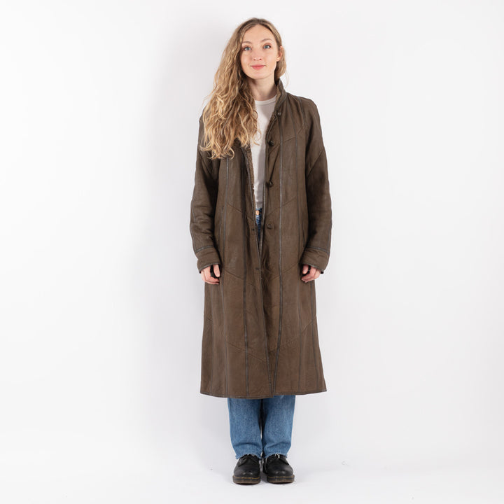 Vintage 90's Women Sheepskin Coat in BrownV9043