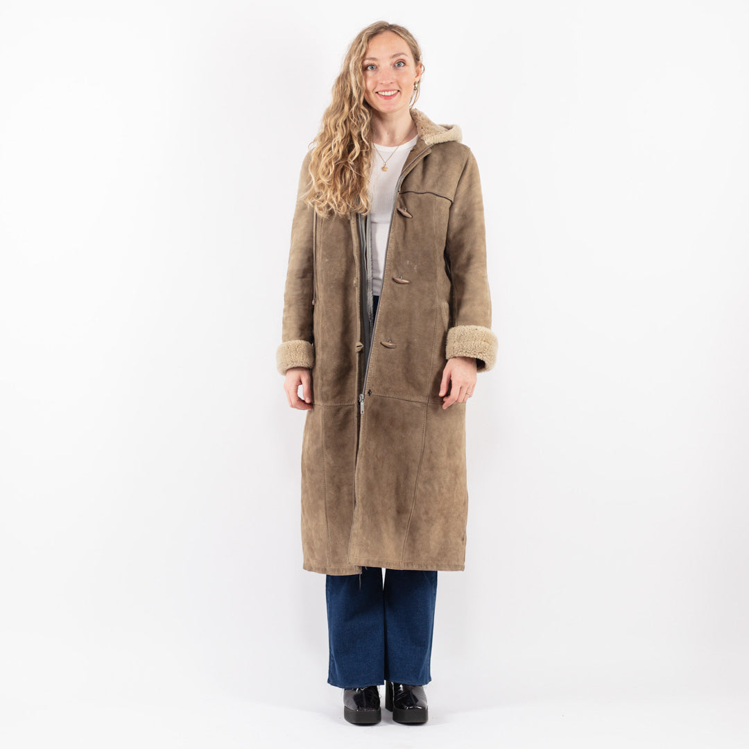Vintage 70's Women Sheepskin Coat in Beige