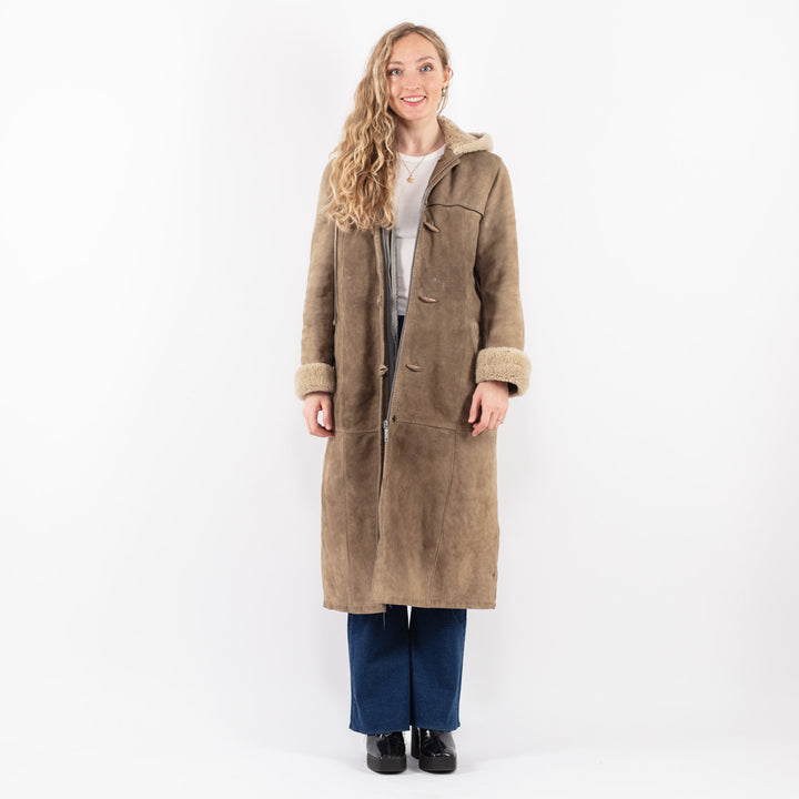 Vintage 70's Women Sheepskin Coat in Beige