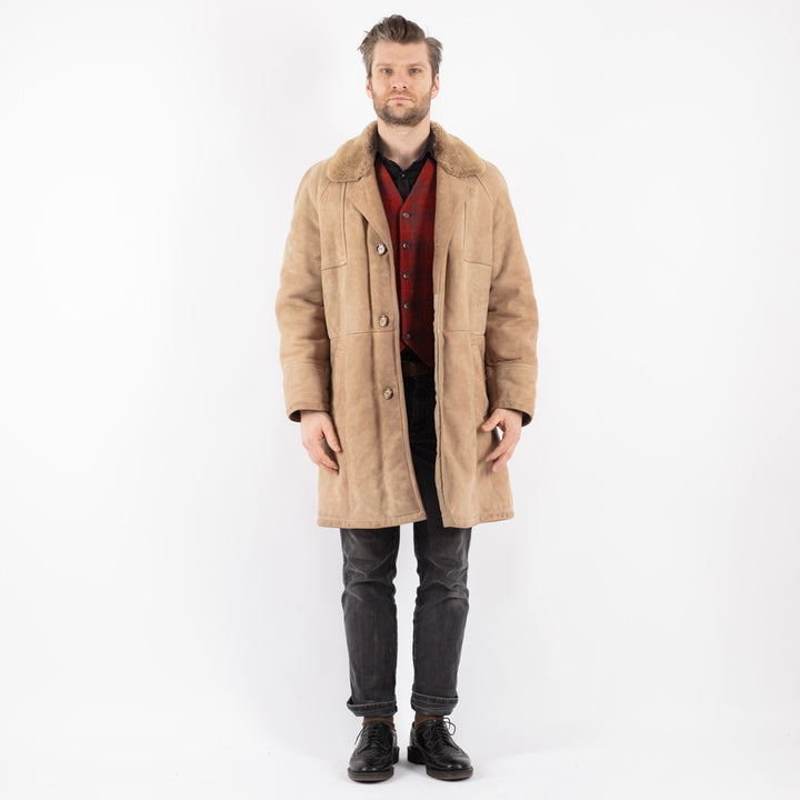 Vintage 70's Men Sheepskin Coat in BeigeZ192