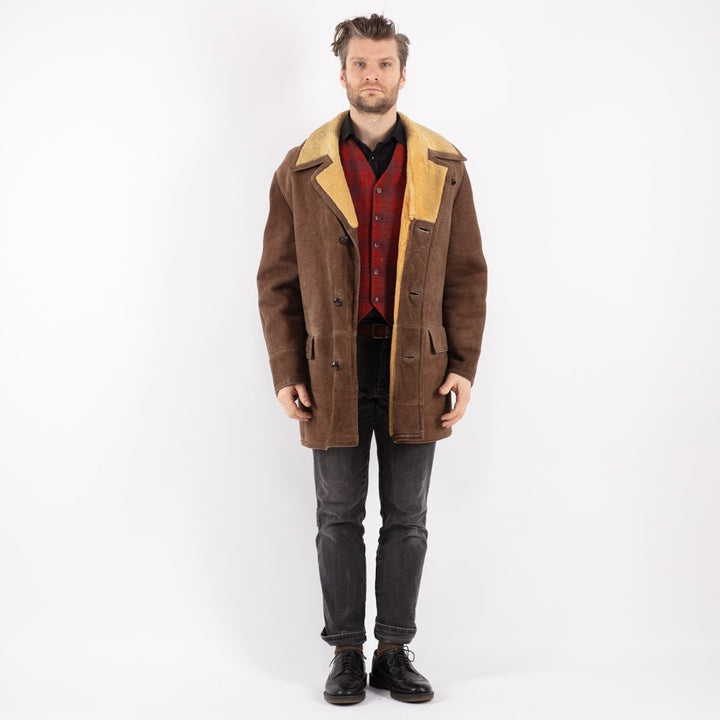Vintage 80's Men Sheepskin Coat in BrownZ195