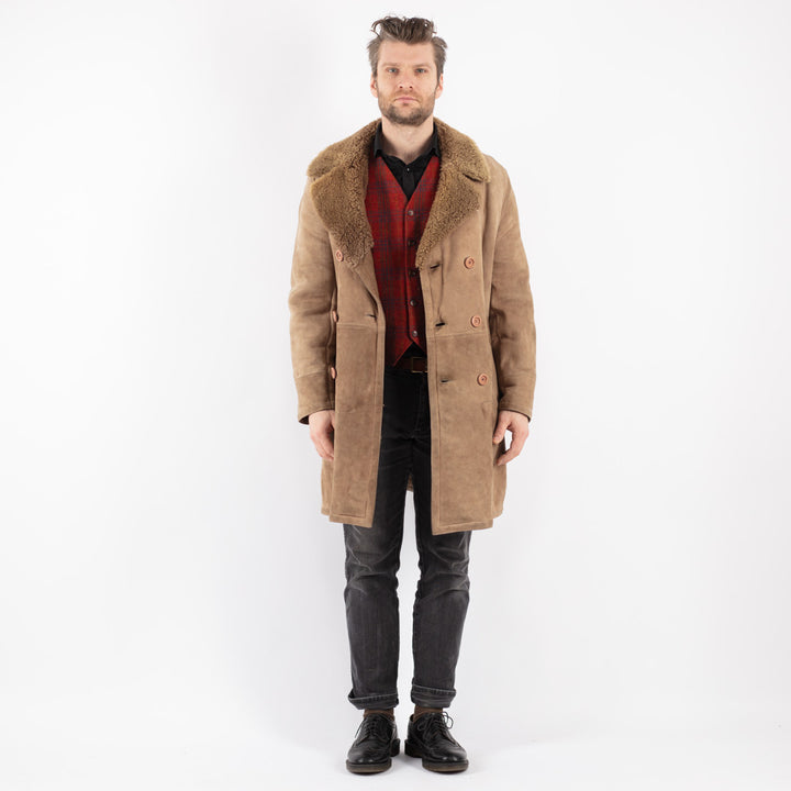 Vintage 70's Men Sheepskin Coat in BeigeZ197