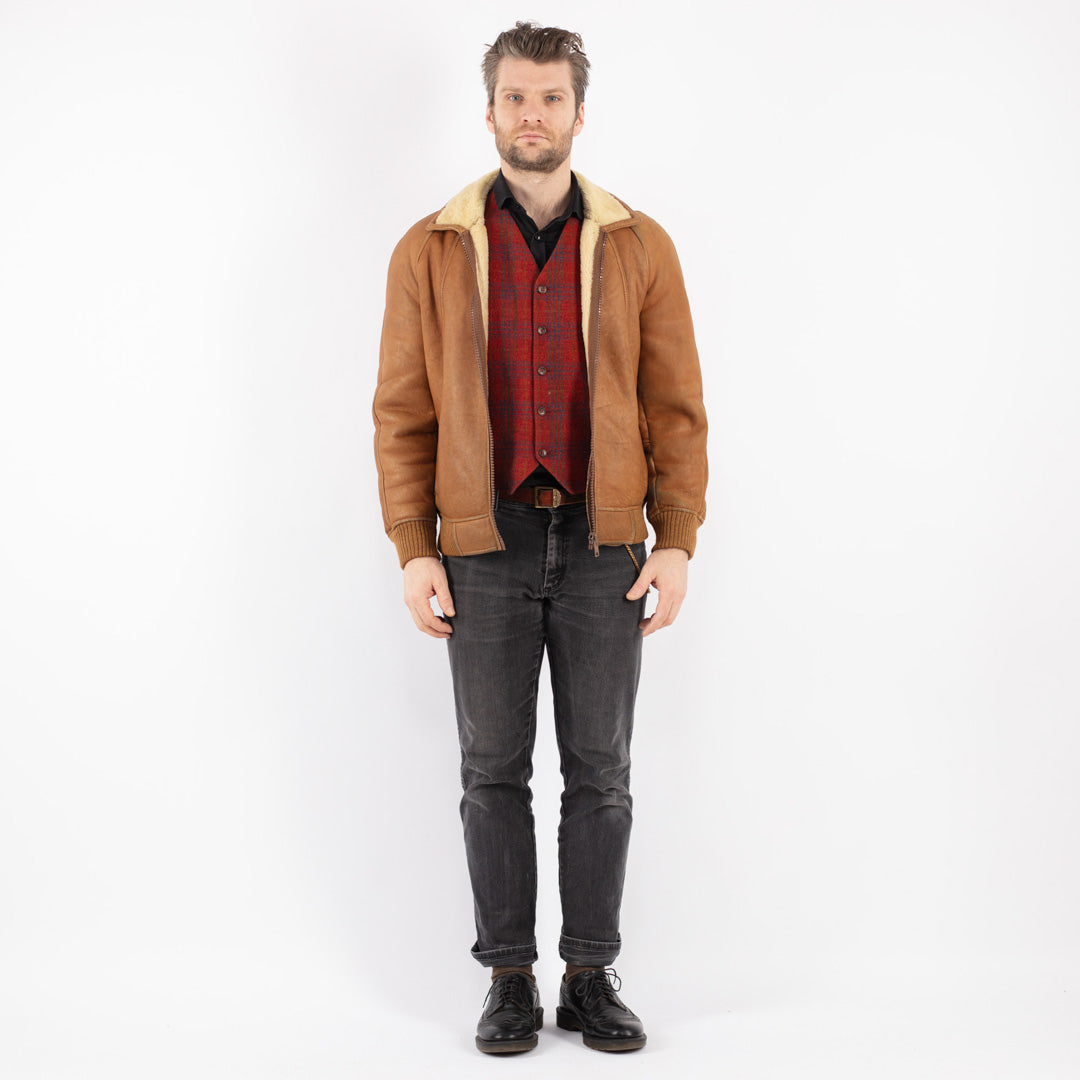 Vintage 70's Men Sheepskin Jacket in BrownZ199