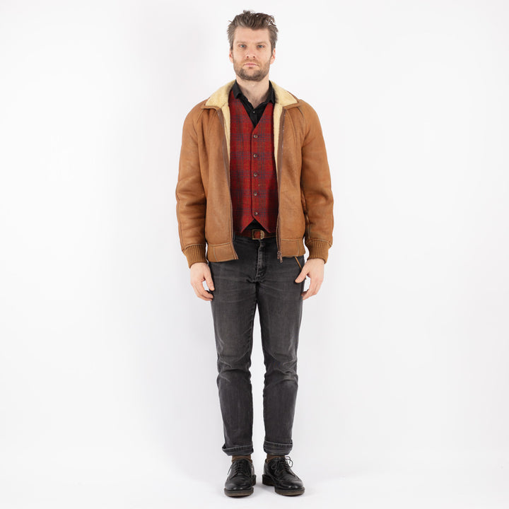 Vintage 70's Men Sheepskin Jacket in BrownZ199