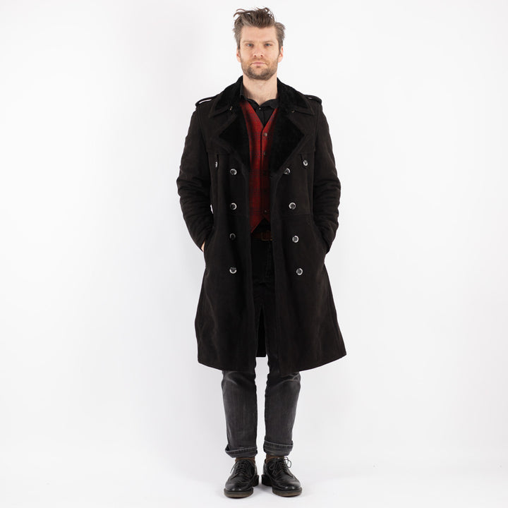 Vintage 90's Men Sheepskin Coat in BlackZ204