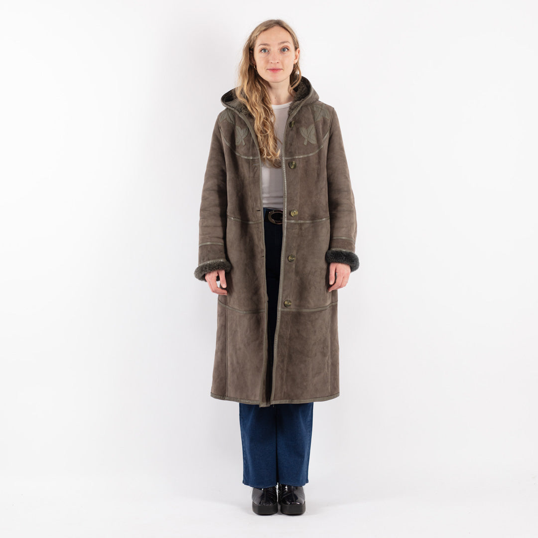 Vintage 70's Women Sheepskin Coat in Gray