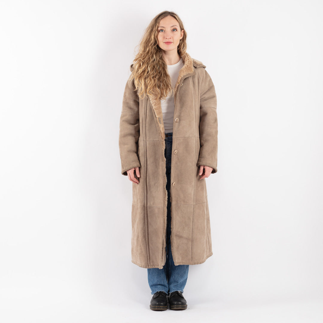 Vintage 80's Women Sheepskin Coat in BeigeV9063