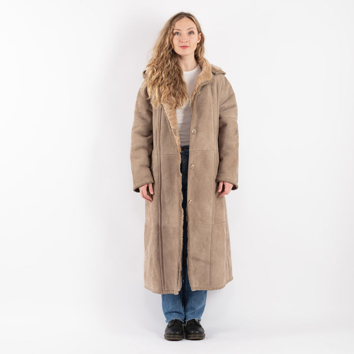 Vintage 80's Women Sheepskin Coat in BeigeV9063