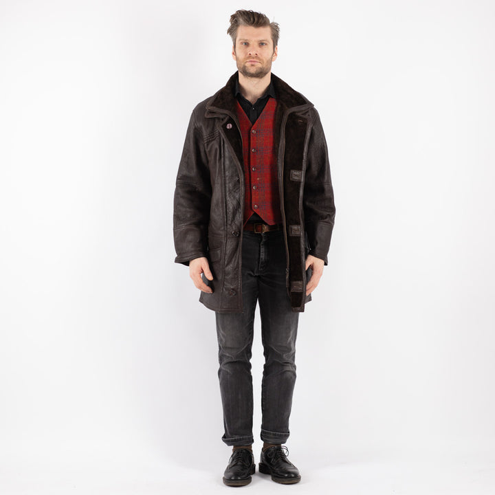 Vintage 00's Men Sheepskin Coat in BrownZ259