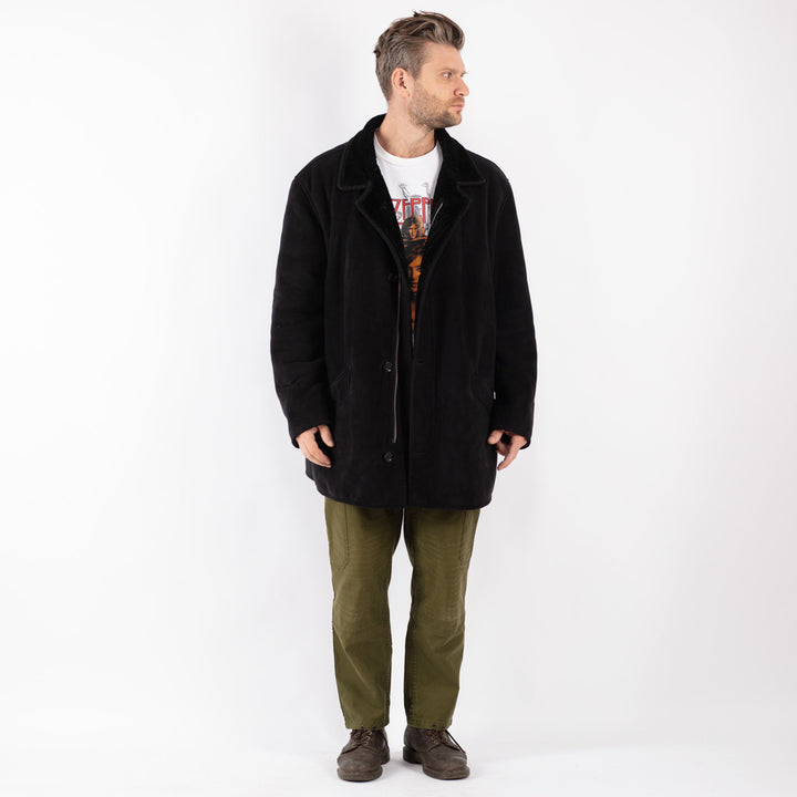 Vintage Men Sherpa Coat in Black