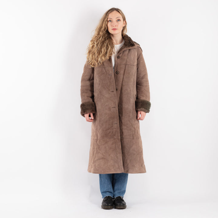 Vintage 80's Women Sheepskin Coat in Beige