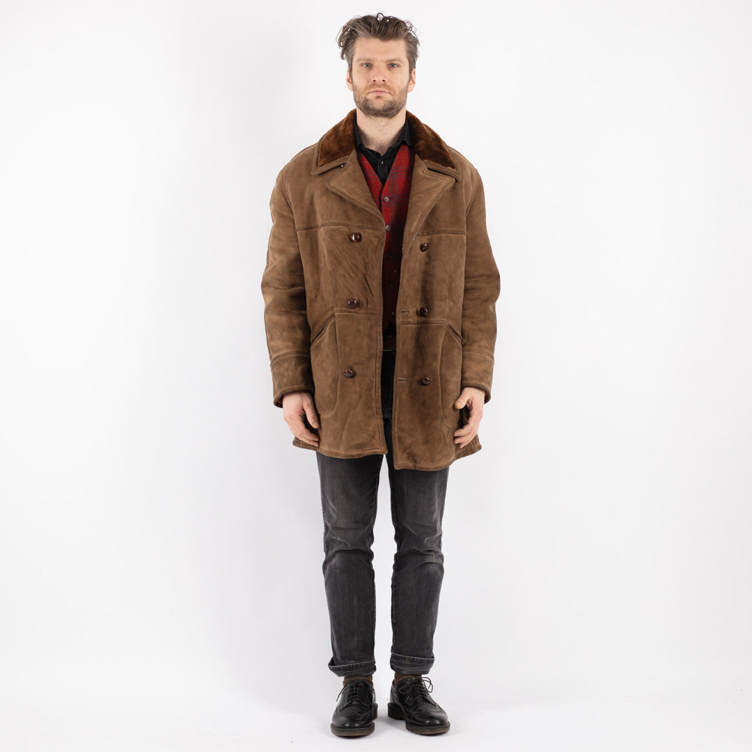 Vintage 70's Men Sheepskin Coat in BrownZ219