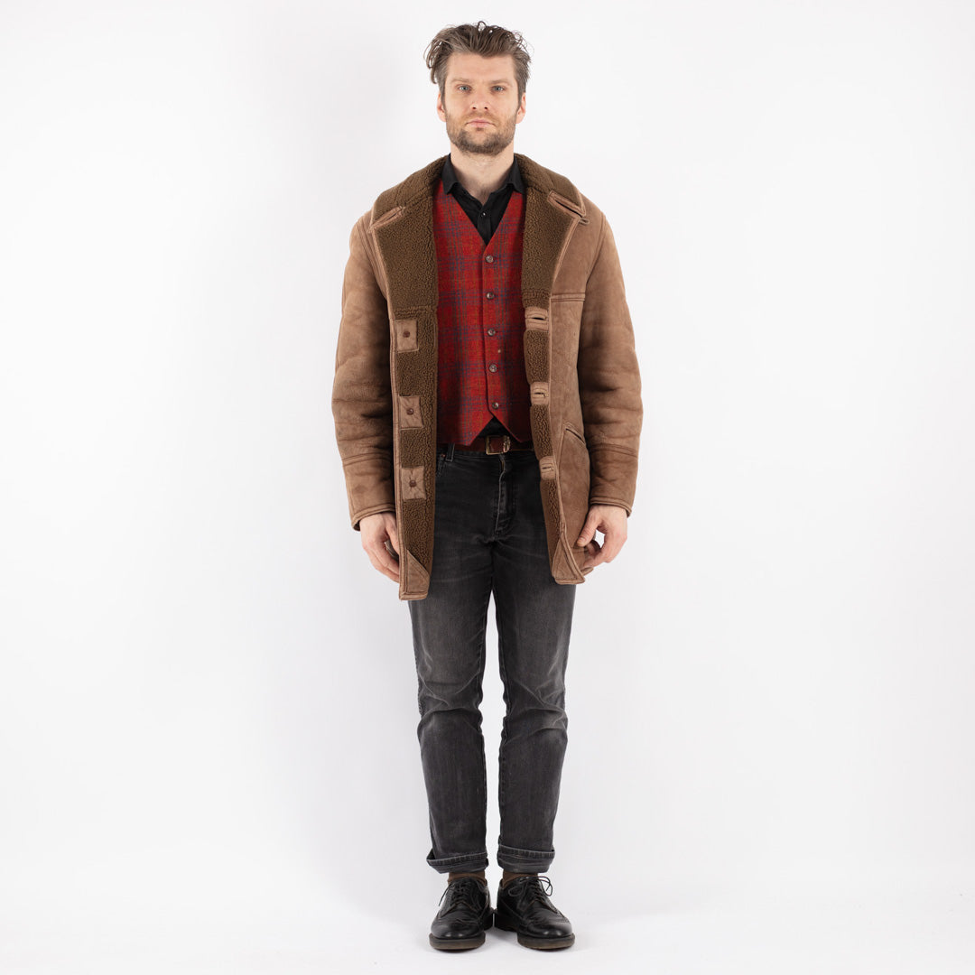 Vintage 70's Men Sheepskin Coat in BrownZ220