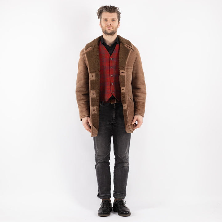 Vintage 70's Men Sheepskin Coat in BrownZ220