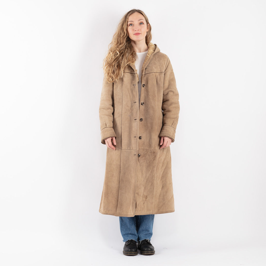 Vintage 80's Women Sheepskin Coat in BeigeV9039